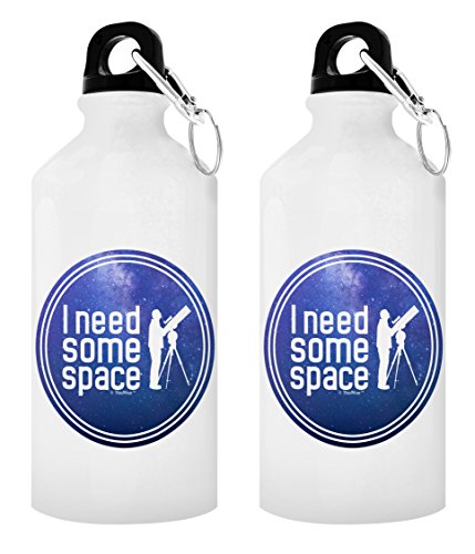Space Themed Gifts I Need Some Space Camping Gifts Travelers Gifts for Introverts Astronomy Gifts for Adults Gift 2-Pack Aluminum Water Bottles with Cap & Sport Top White
