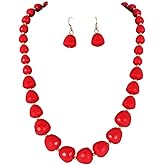 Caiyao Colorful Acrylic Irregular Beaded Choker Necklace Earrings Set Bohemian Multicolor Resin Beaded Sweater Necklaces Geometric Ethnic Costume Statement for Women Party Wedding Jewelry Gifts