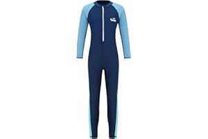 Nikiikoo Kids Boys Girls One Piece Swimsuit Full Body Surfing Wetsuit Long Sleeve Rash Guard Swimwear Sunsuit