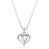 SLUYNZ 925 Sterling Silver Love Heart Choker Necklace for Women Teens Chunky Love Heart Necklace Pendant Mother's Day Necklace