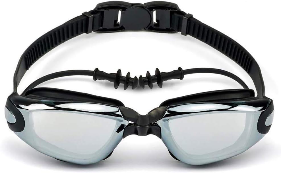 Moikin スイミングゴーグル 近視用 度付き 水中メガネ 水泳ゴーグル 水泳眼鏡 スイムゴーグル 防水 UVカット 曇り止め 3D人間工学設計 ベルト調節可 男女兼用 (-1.5)