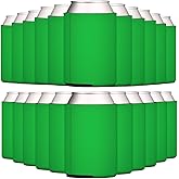 TahoeBay Blank Beer Can Cooler Sleeves (25-Pack) Bulk Sublimation Blanks for Vinyl Plain Collapsible Foam Can Sleeves Coolers for Soda Cans & Bottles Black White Assorted Solid Color (Kelly Green)