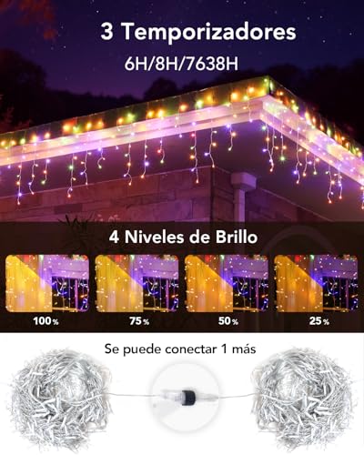 Curtain Lights Christmas Outdoor 10 m, 400 LED String Lights, Waterfall Extendable, Memory Function, 11 Modes, 3 Timers, Decoration for Christmas, Party, Wedding, Garden, Balcony, Window