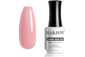 RARJSM Rubber Base Gel for Nails Sheer Pink, Builder Extension, Rubber Base Coat Nude, Shimmer Natural Pink Gel Nail Polish, Nail Strengthener, Soak Off, Curing Requires 1 Bottle 15ml