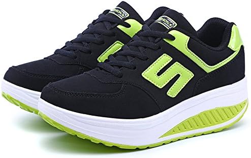 pit4tk Women Girls Shape UPS Breathable Lightweight Shake Rocker Shoes Slip On Fitness Toning Walking Sneakers Wedges(Green 40/9 B(M) US Women)