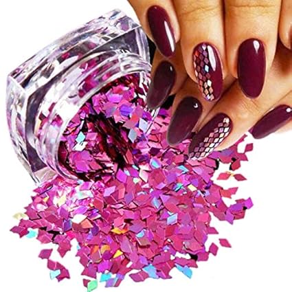 Mahir Glitter Supreme Quality Nail Art Design Glitter Especially For Nail Art 20 Gm Pack Holographic Pink Diamond Shape 0 04 Mm Amazon In Home Kitchen