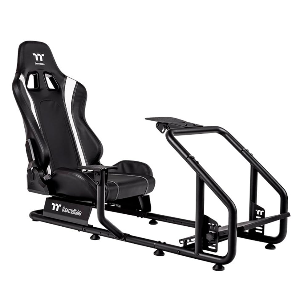 Thermaltake GR300 SIM Racing Cockpit – Racing Rig mit verstellbarem PVC-Rennsitz, Lenkrad-/Pedalhalterung, Shifter Mount – Schwarz (Black)