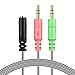 MillSO Headset Adapter 3.3 Feet 3.5mm Audio Jack Y Cable Headphone Adapter 1x 3.5mm Female to 2X 3.5mm Male Headset Adapter for Double-Jacks PC