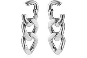 Maxbott 1 Pair Chain Link Ear Hangers Weights for Stretched Ear Plugs 2G 0G Gauges Expander Stainless Steel Piercing Earrings