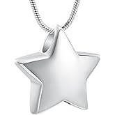 VCCWYQK Cremation Jewelry Small Star Urn Necklace for Ashes for Women, Stainless Steel Memorial Necklace for Ashe Human Pet