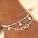 Pesily Sterling Silver Anklets Pearl Beach Female Jewelry Minimalist for Lady Women Girls Fashion Simple