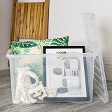 Wham Plastic Storage Boxes 60 Litre Pack of 5 Clear Nestable Stackable view 7