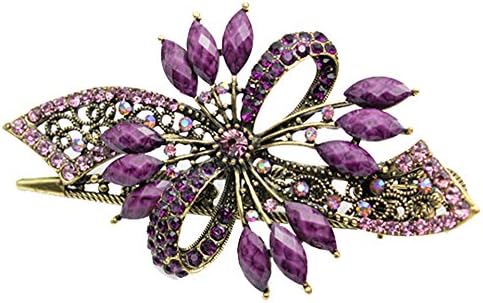 BEYLEG® Purple Women's Vintage Crystal Bowknot Hair Clip Head Wear BE-02