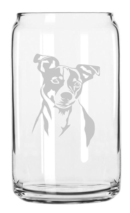 Jack Russell Terrier Dog Themed Etched All Purpose 16oz Libbey Can Glass