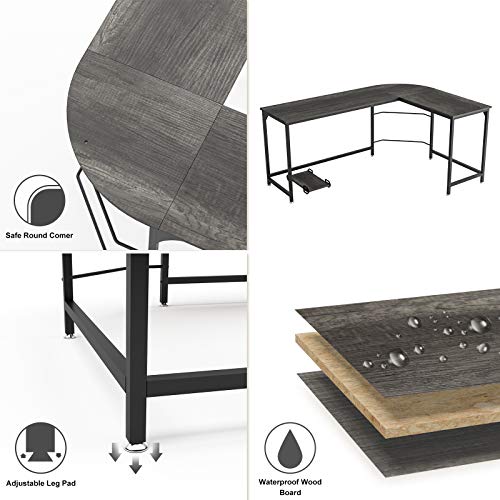 Teraves Reversible L Shaped Desk, 57.9" Gaming Computer Desk, Modern