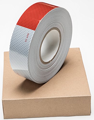 Starrey Reflective Tape 2"X50' High Intensity Grade - Red White DOT-C2 Conspicuity Tape for Trailers - 2 inch Reflector Safety Tape for Autos Vehicles Mailbox Helmut Trucks