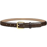 Genuine Full-Grain Cowhide Leather Dress Belt Solid Brass Gold Buckle 1-3/8'' or 1" Wide