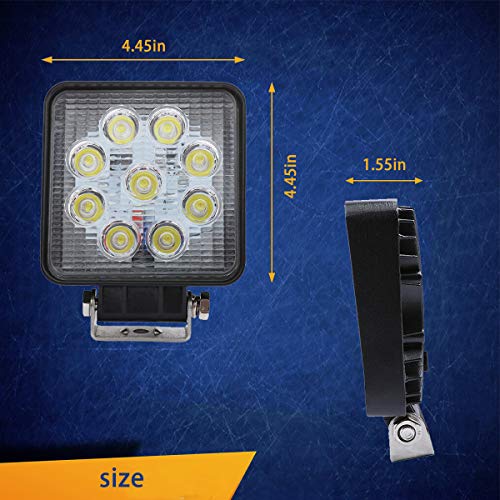 WGL 2Pcs 27W Square LED Work Light Led Light Bar Pod Lights High Power Epistar LEDs Vehicle Off-road Driving Light Fog lamp Spot Led lights for Boat SUV ATV 4WD