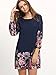 Floerns Women's Casual Floral Print Chiffon Sleeve A-Line Shift Mini Dresses Navy Blue-1 XL