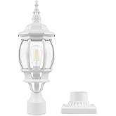 Krychiler Post Light Outdoor White Fixture with 3" Pier Mount Base, 18" Outdoor Lamp Post for Garden Street Pole Lights Exter