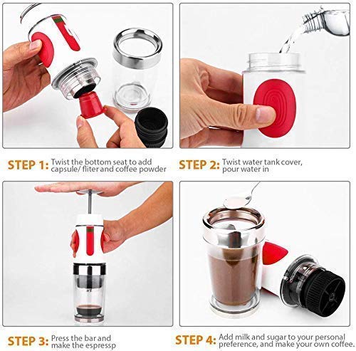 1yess Kaffee-Maschine, beweglicher Handpresse Kaffeemaschine, Minihand Espresso Pods Kaffee-Kapsel-Maschine, Kapsel… – Bild 8