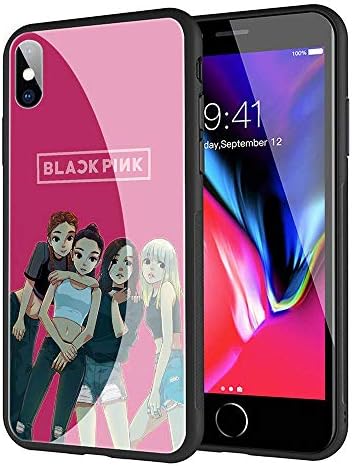 GUOZHAO Phone Case iphone 6 Plus/6s Plus,GZA-13 Blackpink Rose Lisa jennie Jisoo Tempered Glass Back Black Cover And Soft Silicone Rubber Bumper Frame for Scratch-Resistant And Anti-Scratch Absorption