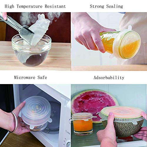Silicone Stretch Lids - 18pcs Reusable Silicone Bowl Covers Durable Elastic Food Storage Covers Lids Leakproof Seal Covers for Bowls in Various Sizes Keep Food Fresh, Bonus 3pcs Wine Bottle Stoppers - Thumbnail 4