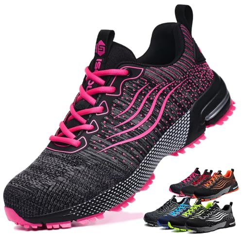 ISOOUS Safety Shoes Men Women Comfortable Work Shoes Lightweight with Steel Toe Breathable Anti-puncture
