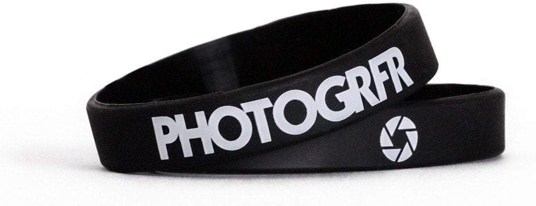 PHOTOGRFR Silicone Photography Wristband for Photographers. Camera Strap Band Used as a Lens Focus Grip for DSLR and External Flash Diffuser Holder - Prevents Droppage and Stabilizes Video.