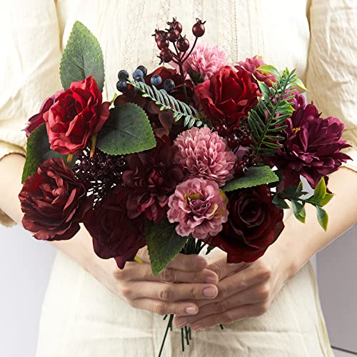 Artificial Flowers Rose Flowers Combo Set Multi Use Fake Flowers Combo for DIY Centerpieces Arrangements Wedding Bridal Bouquet Table Chair Decor Candle Holder Cake Decor Flower Strips Home Decor