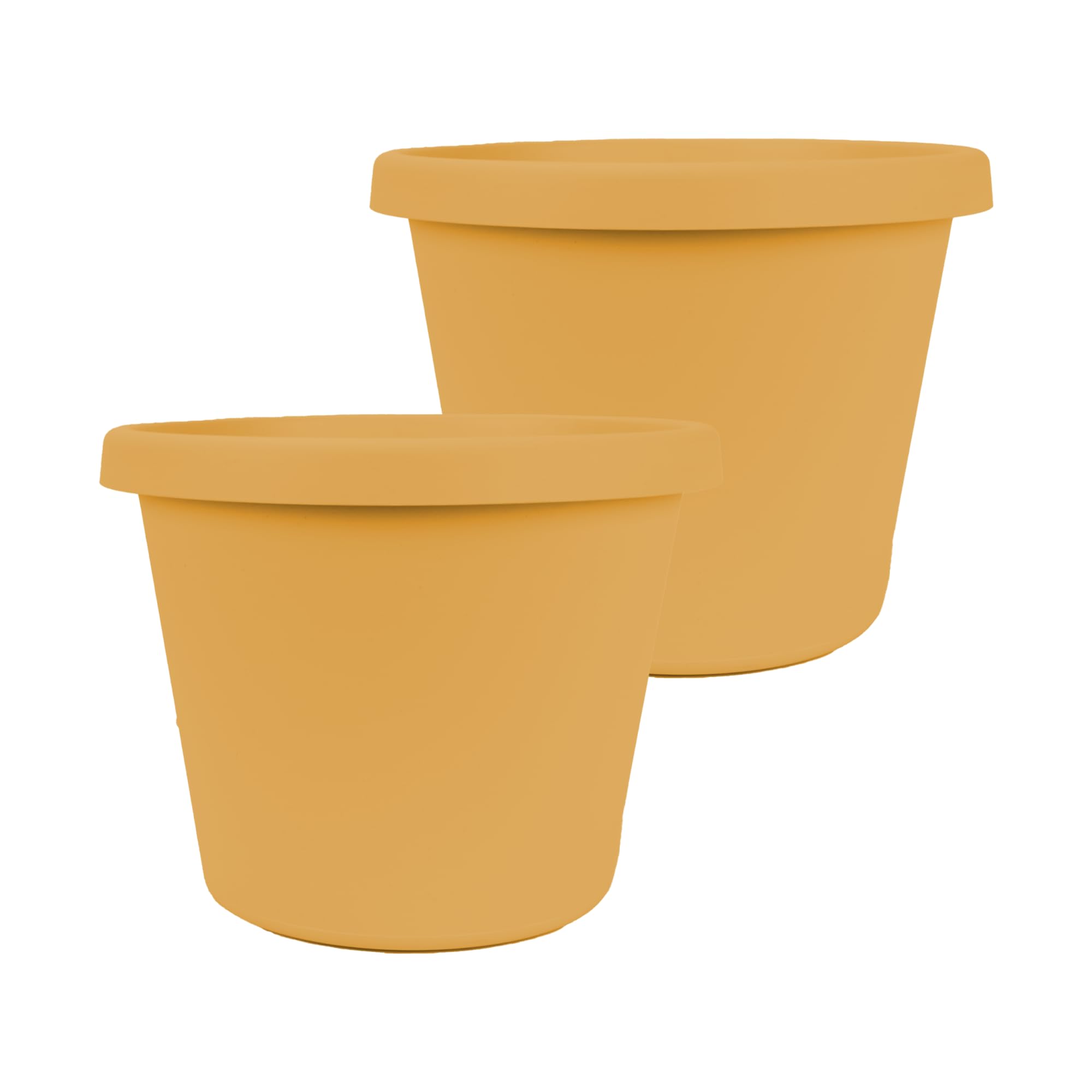The HC Companies 12 Inch Round Prima Planter - Plastic Plant Pot with Rolled Rim for Indoor Outdoor Plants Flowers Herbs, Honey (Pack of 2) Image The HC Companies 12 Inch Round Prima Planter - Plastic Plant Pot with Rolled Rim for Indoor Outdoor Plants Flowers Herbs, Honey (Pack of 2) Image