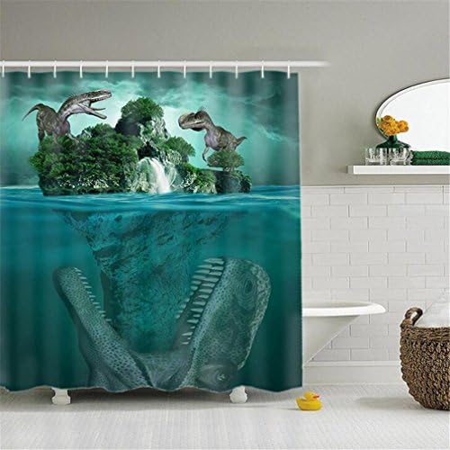 GUOW 3D Digital Shower Curtain Glass Creative Printing Waterproof Curtains Polyester Green Bathroom Partition Screens , E
