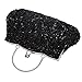 UBORSE Beaded Sequin Design Flower Wedding Evening Purse Vintage Large Clutch Bag Black