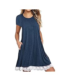 Vestido de fiesta para mujer, LuluZanm. Vestido de mujer de manga corta con encaje suelto para el día a día, por encima de la rodilla, informal, vestido de playa de verano