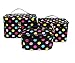 HOYOFO 3Pcs Makeup Bags for Women Polka Dot Travel Cosmetics and Toiletry Storage Bag with Brush Holders (3 Sizes/Set: S, M, L), White Dot