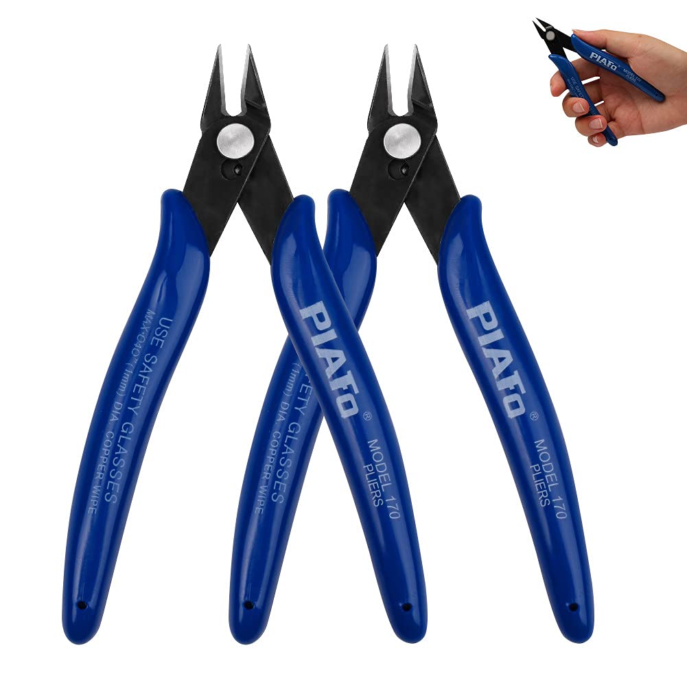ACHANFLY 2Pcs Wire Cutters Precision Side Cutters Small Flush Cutter Mini Wire Snips Cable Cutter Electrical Cutting Pliers Non-Slip Handle for Cable Ties Coil Making DIY Craft Jewelry Home