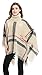 Women's Fringe Cape Long Shawl Big Grid Winter Warm Lattice Large Scarf, Beige