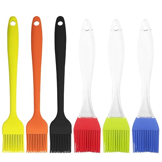 6 Stück Silikon Backpinsel, FineGood Lebensmittelqualität hitzebeständig Öl Butter Backpinsel für BBQ Grill Kochen Backen – O