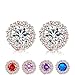WOSTU Cubic Zirconia Platinum Plated Flower Design Round Stud Earrings