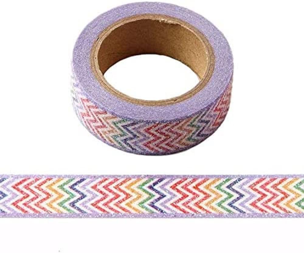 Syntego Colourful Multi Colour Rainbow Glitter Washi Tape Masking Self Adhesive Trim 15mm x 3 Meters (1)