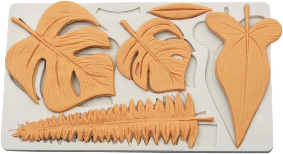 Losping Tropical Leaves Silicone Mould Turtle Leaf Fern Cake Border Fondant DIY Baby Birthday Cake Decorating Tool Chocolate Candy Mold