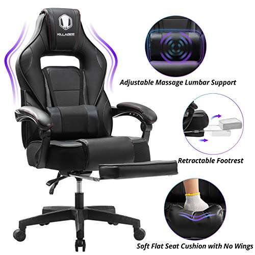 KILLABEE Massage Gaming Chair, Ergonomic HighBack Racing Reclining Computer Desk Chair with