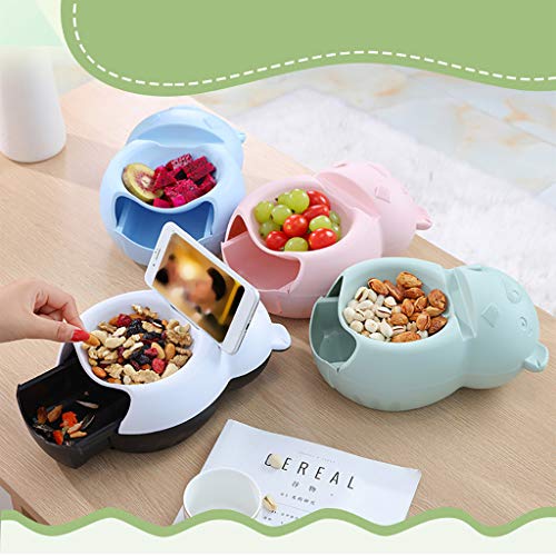 Quaanti Creative Snacks Storage Box - Double Layer Container - Household Plate Dish Organizer - Perfect for Snacks, Fruit, or Pistachio/Sunflower Seeds Storage Box - Phone Slot (Blue) - Thumbnail 4