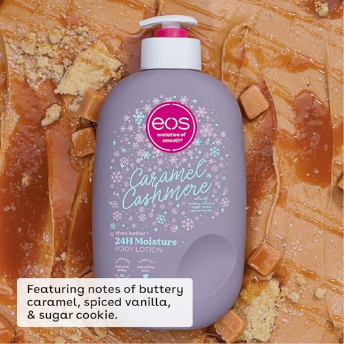 EOS SHEA BETTER HOLIDAY BODY LOTION, CARAMEL CASHMERE, LIMITED EDITION SKIN CARE, 24-HOUR MOISTURE, BODY LOTION FOR WOMEN, VEGAN, 16 FL OZ