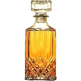 Bunhut Whiskey Decanter with Airtight Geometric Stopper,32oz Liquor Decanter,Glass Decanter,Diaphanous Liquor Bottle,Decanter with Airtight Lid for Whiskey,Vodka,Bourbon,Scotch,Brandy,Wine