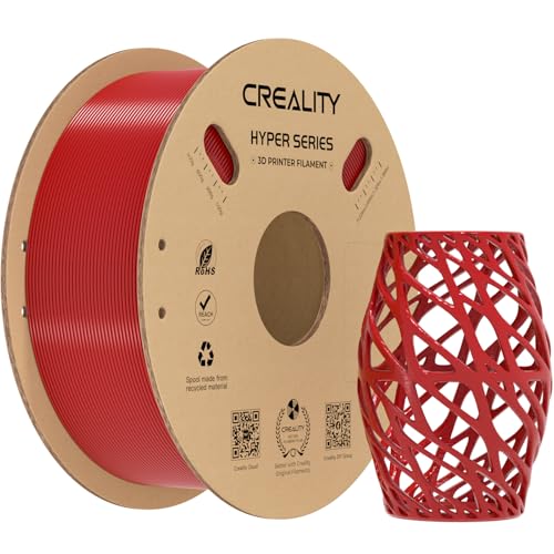Creality Filamento Hyper PETG vermelho de 1,75 mm para K1 Max, filamento para impressora 3D projetado para alta velocidade de 30 a 600 mm/s, 1 kg (2,2 lb)/carretel, precisão dimensional +/- 0,03 mm