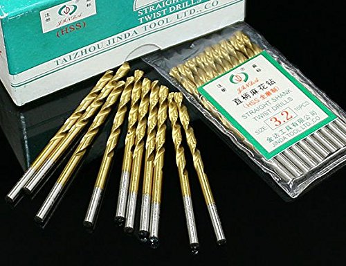 Generic 5pcs 32 : 2-3.2mm Long Life HSS STRAIGHT SHANK TWIST DRILLS Titanium Plating Twist Drill Head Metalworking Titanize Twist Drill Bits
