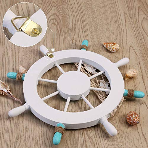 PiggiesC Fishing Net Shell Room Decor Nautical Beach Wooden Boat Ship Steering Wheel