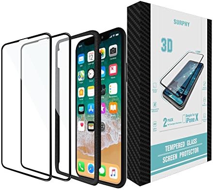 [2 Pack] iPhone X Screen Protector 3D Full Coverage, LISI 9H Hardness HD Clear Tempered Glass Screen Protectors with Alignment Frame, Anti Scratch &amp; Fingerprint 3D Glass Protector for iPhone X 0.33mm