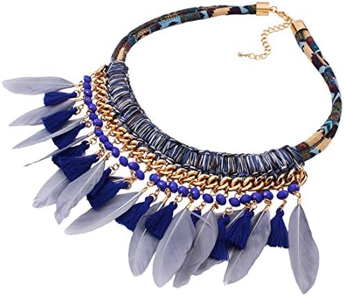 Feather Necklace Ethnic Jewelry Hand Braided Tassel Bohemian Necklaces